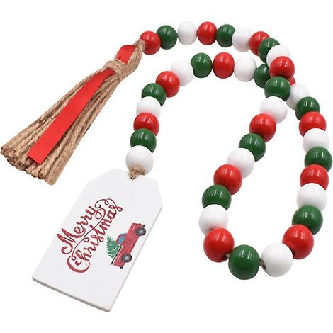Guirlande de perles en bois avec pompons pour décoration de Noël (5 pièces) (1/5)