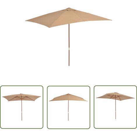 Parasol d'extérieur - Parasol d'extérieur Style Moderne - Protection Solaire - avec mât en bois 200 x 300 cm Taupe Chic-276775 (1/5)