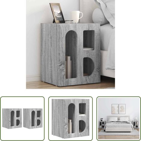 Étagères -  Table de chevet 2 pcs Gris Sonoma 40 x 35 x 50 cm (1/5)