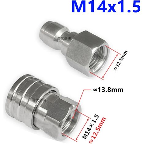 Raccord rapide pour nettoyeur haute pression (W) 1/4 pouce en acier inoxydable, filetage interne/externe. (1/5)