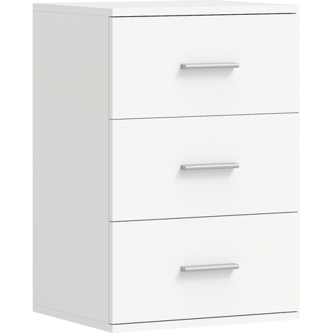 Table de chevet moderne 3 tiroirs polyvalente pour chambre et salon 40x35x60 cm Blanc (1/5)