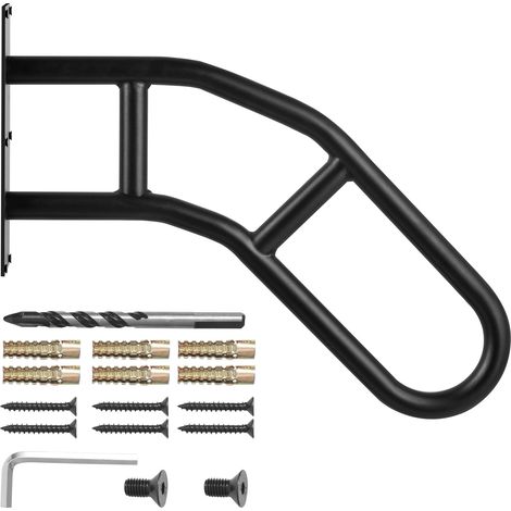 Mophorn Rampas para escalones al aire libre, 29 pulgadas de largo, pasamanos de seguridad para montaje en pared para 1-3 escalones, pasamanos en forma de U con acabado negro mate, pasamanos de escaler (1/5)