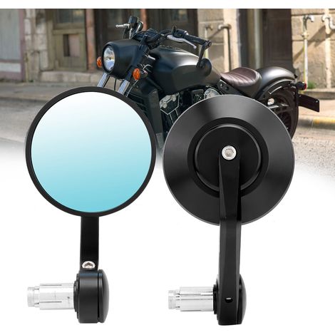 Runde schwarze Motorradspiegel, 2 Stück, universelle Lenkerseitenspiegel, Rückspiegel für Lenkerenden (1/5)