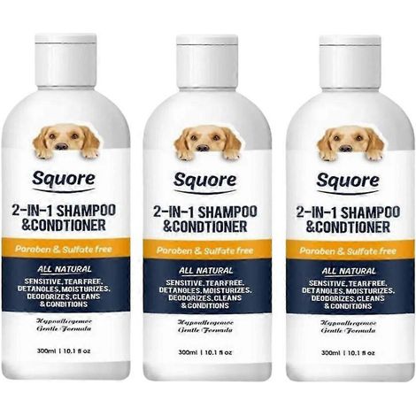 Lot de 3 shampoings et après-shampoings 2 en 1 pour chiots (3 x 300 ml) - Shampoing hydratant naturel - Shampoing hydratant pour chiens à la peau sensible - pH équilibré (1/5)