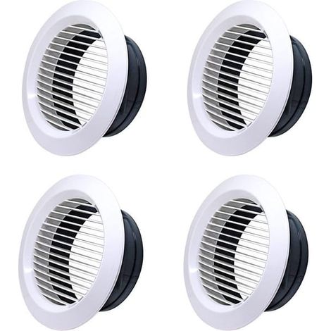 Un ensemble de 4 grilles de ventilation rondes en plastique - 75 mm - adaptées à la ventilation résidentielle et commerciale. (1/5)