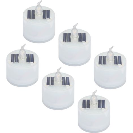 6 bougies solaires rechargeables LED étanches avec détecteur de lumière pour lanterne, jardin, camping, décoration intérieure (1/5)