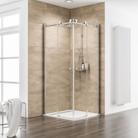 Schulte – Cabine de douche d'angle 90x90x200 cm – Verre de sécurité 8 mm – Portes coulissantes – Profilé chromé – Garantie 10 ans