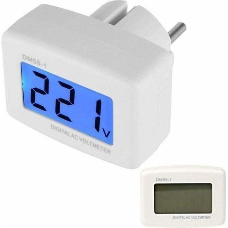 Voltmètre LCD Numérique Rétroéclairage Bleu 220V, Panneau Testeur Tension Prise UE, DM55-1 AC 80-300V (1/4)