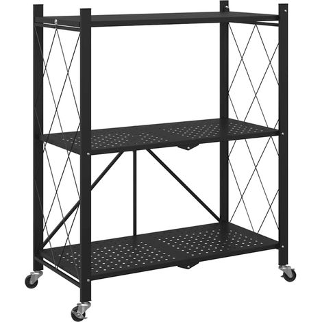 Étagère de rangement sur roulettes Noir 71 x 34 x 88 cm Acier