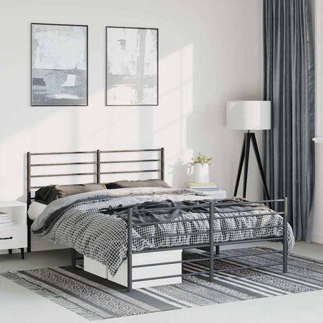 Estructura cama sin colchón con estribo metal negro 135x190 cm (1/5)