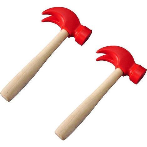 Set mit 2 Holzhämmern für Kinder, Spielzeug zur Simulation von Reparaturen. – 16,5 x 6 cm – Rot (1/3)