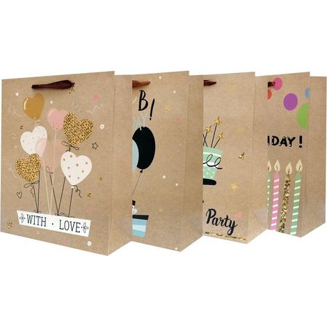 Bolsa plana pequeña de papel Kraft fluorescente