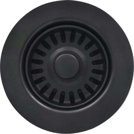 Lavello da cucina nero con cestello di filtraggio e coperchio per filtro di scarico per lavello da cucina in granito/argilla refrattaria (diametro 114,3 mm) -Crezuo