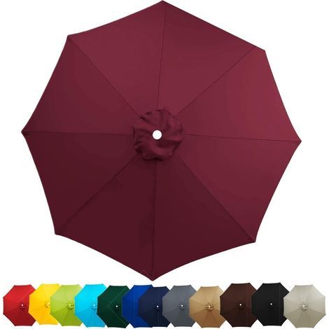 Auvent de Remplacement Baleines Toile de Rechange, Housse de Rechange pour Parasol De Jardin Terrasse Plage(Bourgogne,2.5M/6 Arms) (1/5)