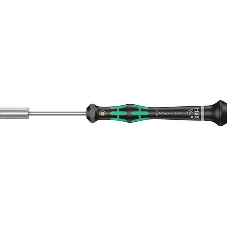 Tournevis électronicien à douille, 7/32 pouce x 60 mm, Noir/vert (1/5)