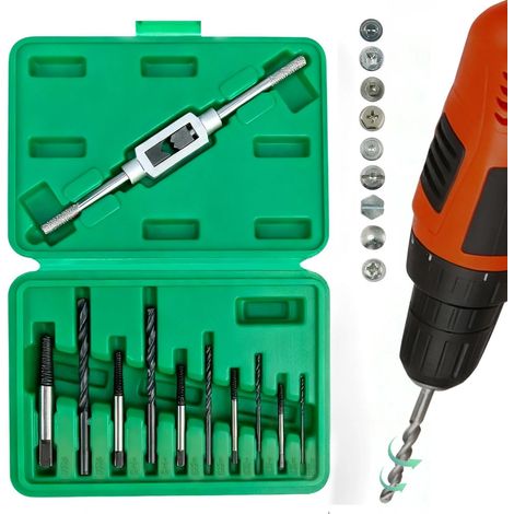 JSSEVN - Set of 11 screw extractors, bolt extractors, fastener removal tool, stud extractor, for drilling and removing damaged screws. (1/5)