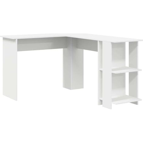 Bureau，Table de travail，Table d'étude d'angle avec rangement Blanc 140 x 113.5 x 75 cm CFW30975 (1/5)