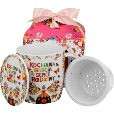 Tazza con infusore e coperchio da 400 ml Cara nonna, regalo per la festa della nonna (1/5)