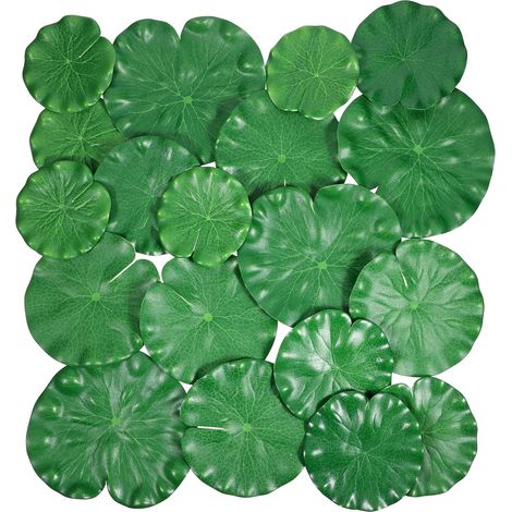 Lot de 20 feuilles de lotus artificielles, nénuphars flottants, plantes réalistes, feuilles de nénuphar artificielles pour jardin, étang, aquarium, piscine et décoration de paysage (1/5)