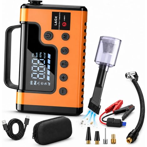 (Tout en 1) Booster Batterie Voiture 10,000A + Aspirateur (Compresseur Pneu, Démarreur Batterie, Booster Batterie Moto, Jump Starter, Chargeur Batterie Auto, Batterie Camping) (1/5)