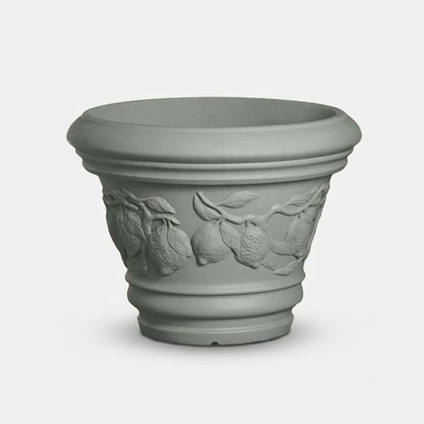 Vaso decorato per esterno in polietilene Limoni - Grigio (1/3)