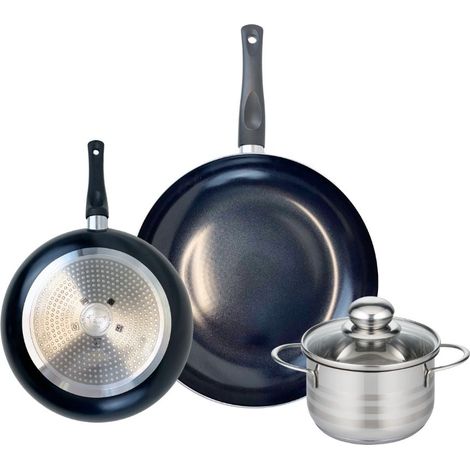 Ensemble de 2 Poêles de cuisson 24 et 32 cm et 1 faitout 16 cm Elo Prima Brillant (1/5)