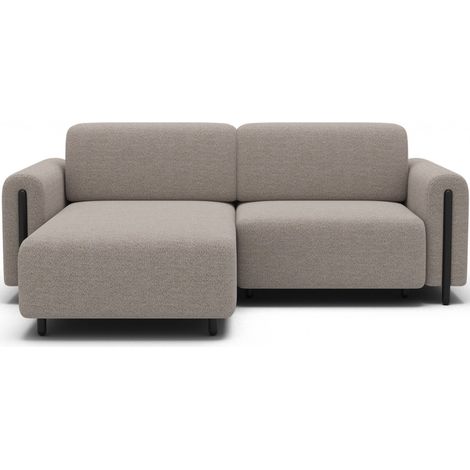 Canapé d'angle convertible ARVESSA beige sable – Angle gauche avec coffre (1/5)