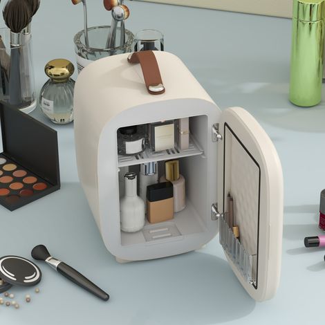 Mini frigo cosmétique 4 L 20,3x26,3x28 cm en aluminium blanc, avec rangement pour chambre FLORAGRACE (1/5)