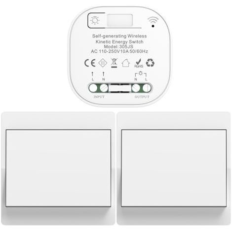 [JAMAIS UTILISÉ] EU interrupteur sans fil sans piles kit interrupteur sans fil autoalimente va et vient sans fil sans pile radio interrupteur a distance eclairage domestique wireless switch (EU 1Gang (1/5)