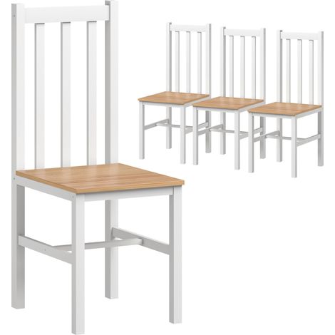 Lot 4 chaises cuisine salle à manger bois massif moderne 38,5x47,5x99 cm naturel déco