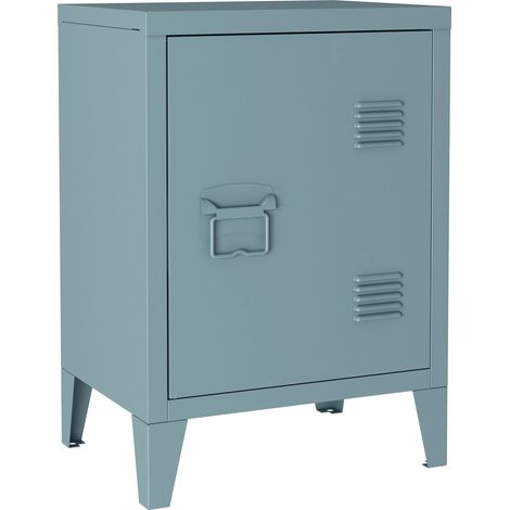 Mesita de noche de acero laminado 57 x 40 x 30 cm gris azulado 030008682