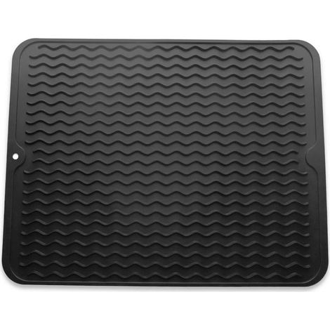 Tapis de séchage de vaisselle en siliCône Tapis de séchage de vaisselle antidérapant écologique et résistant à la chaleur pour la vaisselle, (noir, grand)-Fei Yu (1/5)