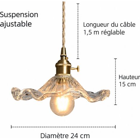 Suspension transparente lotus d'été modèle F verre et laiton avec LED 9W trois couleurs 36 × 36 × 36 cm 2 kg – Livraison gratuite