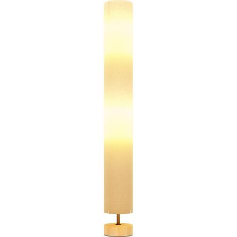 Lampadaire d'intérieur Lampadaire sur pied de salon avec abat-jour en lin, interrupteur à pied, 2 x douille E27, 120 cm, beige (1/5)