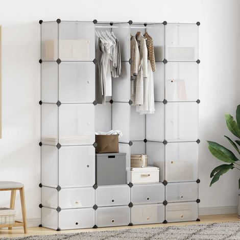 vidaXL Cabinet modulable avec 18 compartiments blanc 37x146x180,5 cm (1/5)
