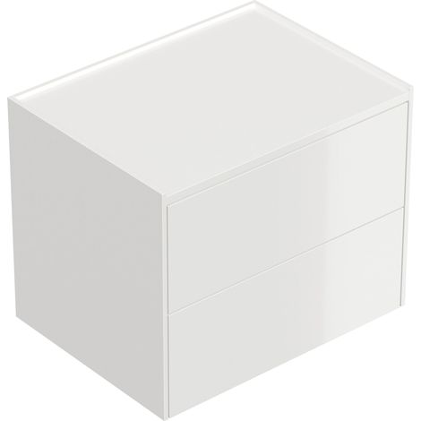 Design Nachttisch Kommode Somnia L 60cm, 2 Pushauszüge lackiert Weiß Hgl (1/5)