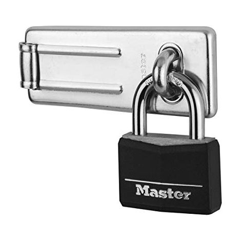 Master Lock 9140703EURDBLK Set Chiavistello a Barra Dritta e Lucchetto a Chiave (1/4)
