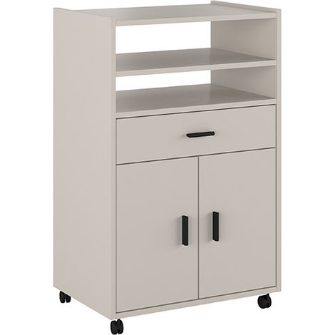 Meuble bas de cuisine avec 2 portes et 1 tiroir coloris beige - Longueur 59 x profondeur 39,60 x hauteur 92 cm (1/4)