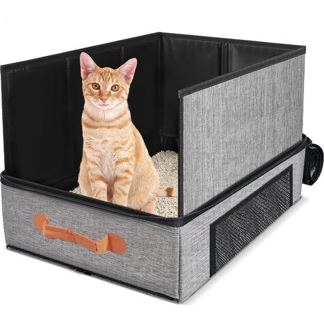Bac a Litiere de Voyage pour Chat avec Couvercle, Bac à Litière pour Chat Pliable, Portable pour Chats 50 x 40 x 13 cm, Imperméable, pour Camping, à La Voiture, à L'intérieur et à L'extérieur (1/5)