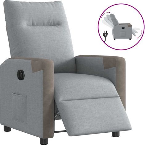 vidaXL Poltrona Elettrica Reclinabile Grigio Chiaro in Tessuto (1/5)