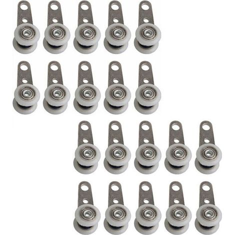 ALLIANDISLot de 20 Roulettes pour Baies Vitrées et Portes Coulissantes – Métal et Plastique – 4,5 x 1,9 cm