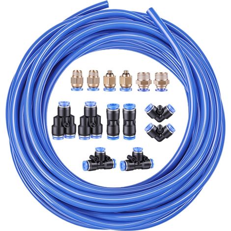 Pneumatic Hose, Compressed Air Hose, 10 m, Ext 8 mm, Int 5 mm, Blue, 14 Fittings, Flexible Polyurethane Tube for Compressor, Pneumatic Tools, Liquid Transfer, Garage (1/5)