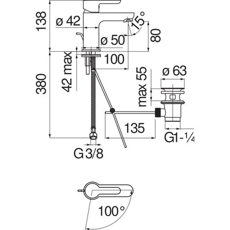 Mitigeur de lavabo à économie d'eau et d'énergie Nobili ABC Series ABH87118/4CR  Chromé - Laiton