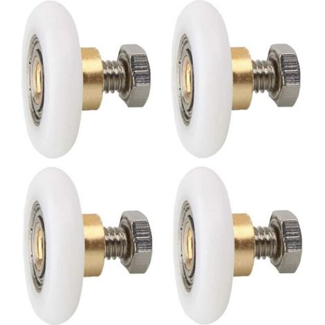 [NON UTILIZZATO] Rulli per porta doccia da 27 mm, 4 pezzi, ruote di ricambio per porta doccia, rulli di ricambio per porta doccia scanalati con viti, diametro 27 mm