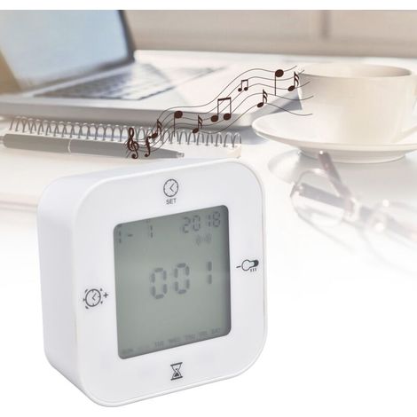 Multifunktionswecker mit Schwerkraftfunktion, Thermo-Hygrometer, Wecker, Kontrollleuchte, Sprachsteuerung und Thermometer