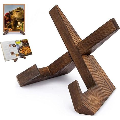 Lot de 2 supports pour livres de cuisine - Support en bois - Présentoir pour livres de recettes - Support pour livres de cuisine - Support pour livres de cuisine style ferme - Support de comptoir - Su (1/5)