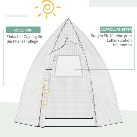 Serre d'hiver compacte avec porte enroulable, protection hivernale pour plantes, jardin et balcon, blanc, 160 x 140 x 180 cm (1/5)