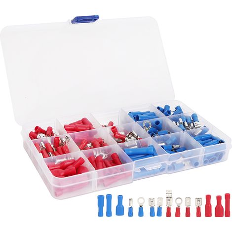 Connecteur électrique isolé 200 pièces, kit de sertissage pour câblage automobile, embouts à visser, assortiment de cosse, couleurs variées, usage véhicule et bricolage. (1/5)