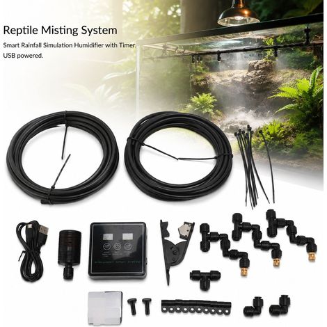 Système de Brumisation Reptile - Minuteur Intelligent - ABS PE 10m 3 Têtes - Simule Pluie Terrarium Automatique Humidificateur (1/5)