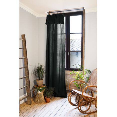 Rideau ajustable + 8 anneaux à pince 140 x 300 cm Gaze de coton GAÏA – Sapin (1/5)
